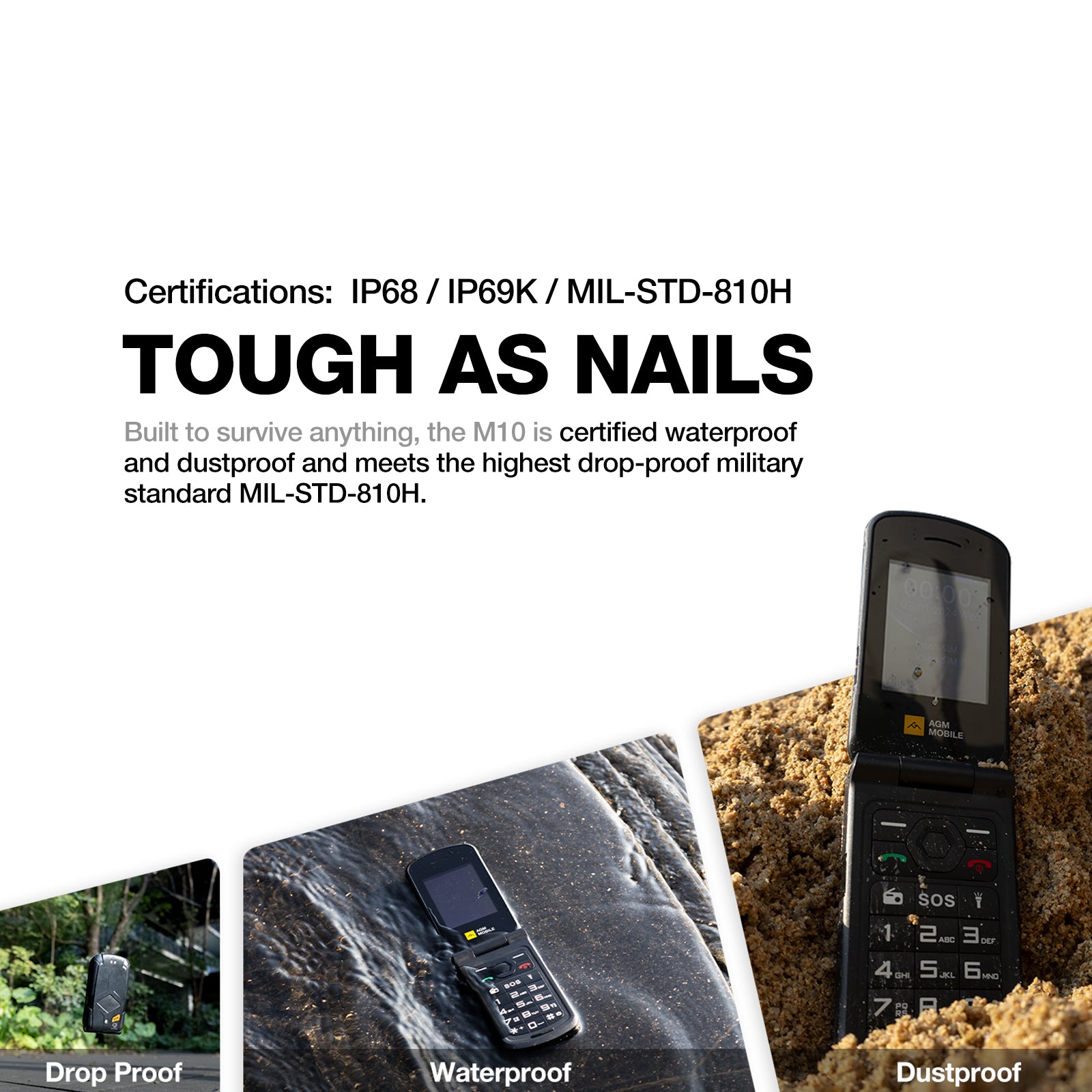 AGM M10|Smart LED Alerts|Dual SIM|SOS Call  Key|High-decibel Speaker