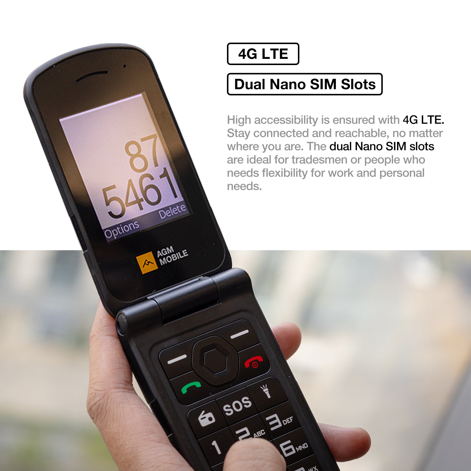 AGM M10|Smart LED Alerts|Dual SIM|SOS Call  Key|High-decibel Speaker