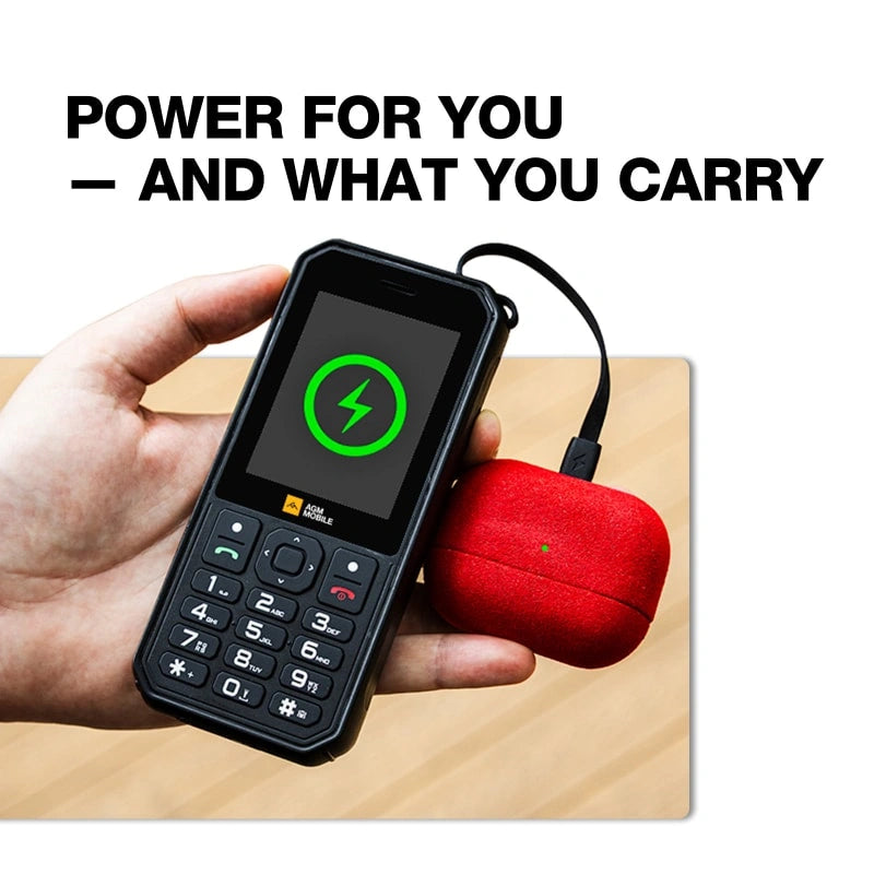 AGM M11｜Rugged Power Bank Phone｜Wired Reverse Charging｜4G LTE｜4000mAh Battery｜WiFi Hotspot｜FM Radio｜3.5mm Jack｜IP68&IP69K | WaterProof