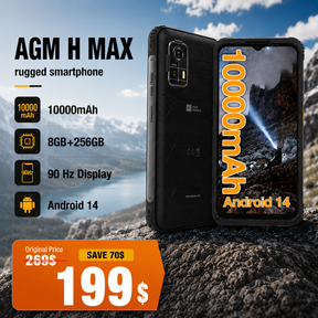 AGM H Max | Rugged | 10000 mAh Battery | 8GB+256GB | 90Hz Display | 4G Dual SIM | Android 14