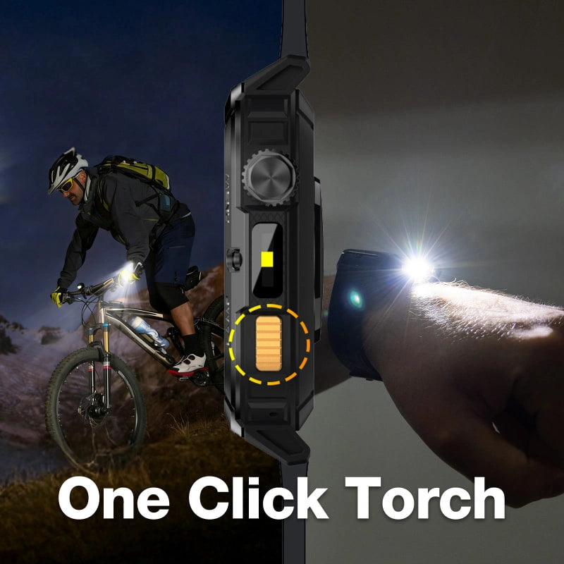 AGM Legion 3 | Smart Watch | AMOLED Display | 500mAh Battery| Bluetooth Call | Heart Rate Monitor | 5ATM Waterproof | LED Flashlight | Square Rugged Sport Watch