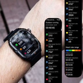 AGM Legion 3 | Smart Watch | AMOLED Display | 500mAh Battery| Bluetooth Call | Heart Rate Monitor | 5ATM Waterproof | LED Flashlight | Square Rugged Sport Watch
