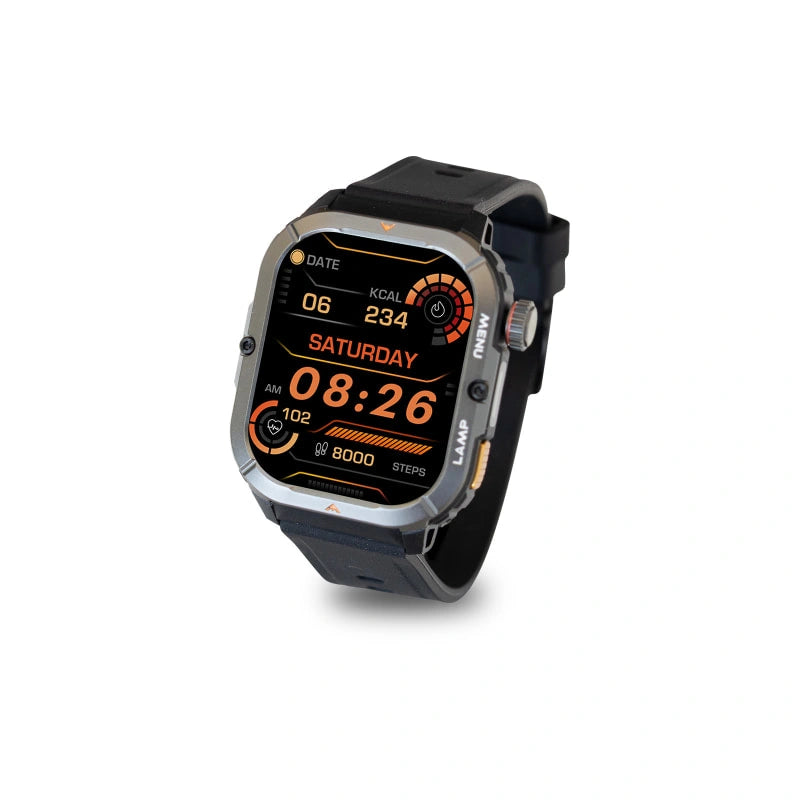 AGM Legion 3 | Smart Watch | AMOLED Display | 500mAh Battery| Bluetooth Call | Heart Rate Monitor | 5ATM Waterproof | LED Flashlight | Square Rugged Sport Watch
