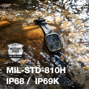 AGM Legion 3 | Smart Watch | AMOLED Display | 500mAh Battery| Bluetooth Call | Heart Rate Monitor | 5ATM Waterproof | LED Flashlight | Square Rugged Sport Watch