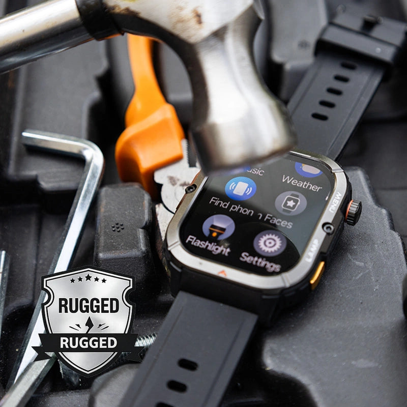 AGM Legion 3 | Smart Watch | AMOLED Display | 500mAh Battery| Bluetooth Call | Heart Rate Monitor | 5ATM Waterproof | LED Flashlight | Square Rugged Sport Watch
