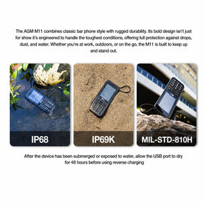 Pre-Order | AGM M11 | 4G Hotspot Phone｜Portable WiFi Hotspot｜4000mAh Battery｜IP68/IP69K Waterproof｜Wired Reverse Charging｜FM Radio｜3.5mm Jack