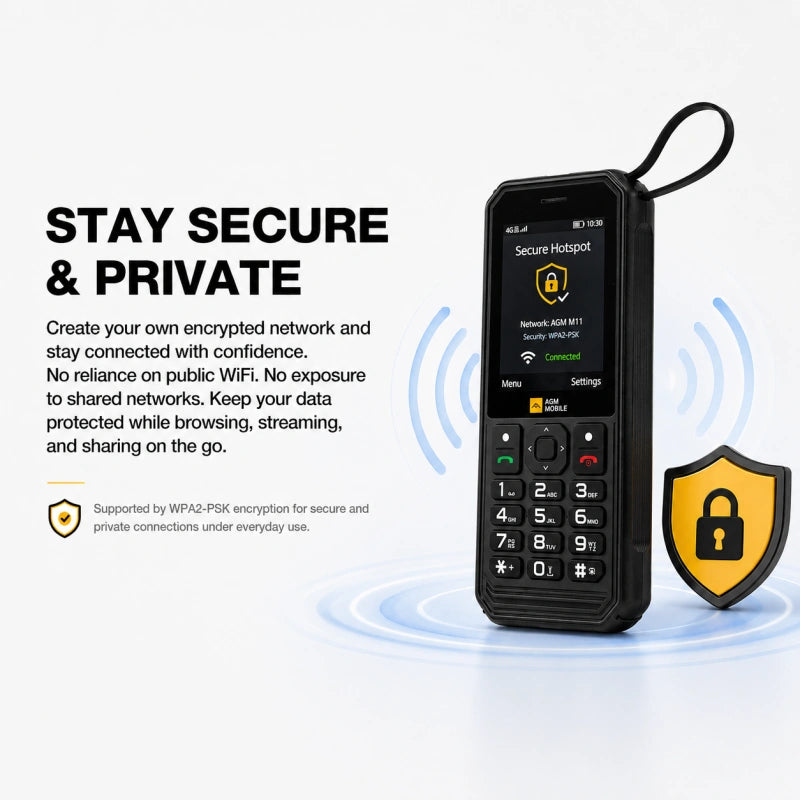 Pre-Order | AGM M11 | 4G Hotspot Phone｜Portable WiFi Hotspot｜4000mAh Battery｜IP68/IP69K Waterproof｜Wired Reverse Charging｜FM Radio｜3.5mm Jack